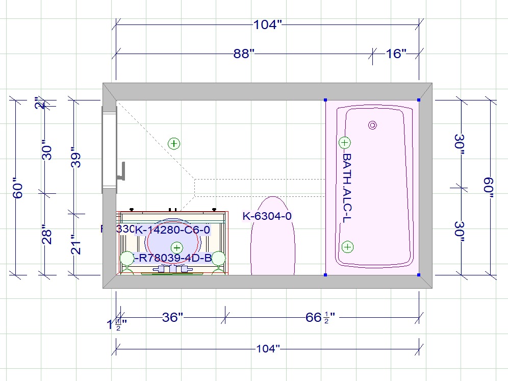 Bathroom floor plan with dimensions