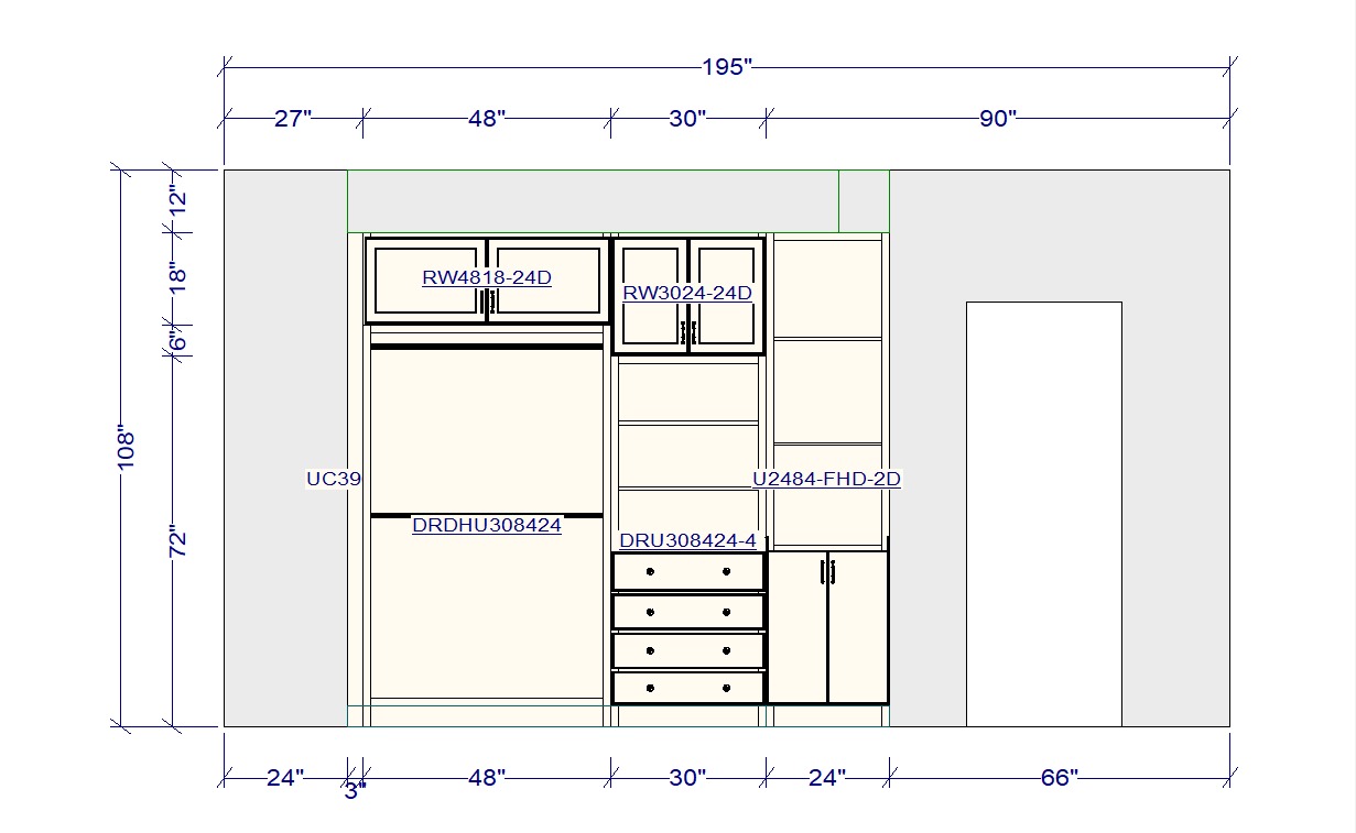 Closet wall elevation