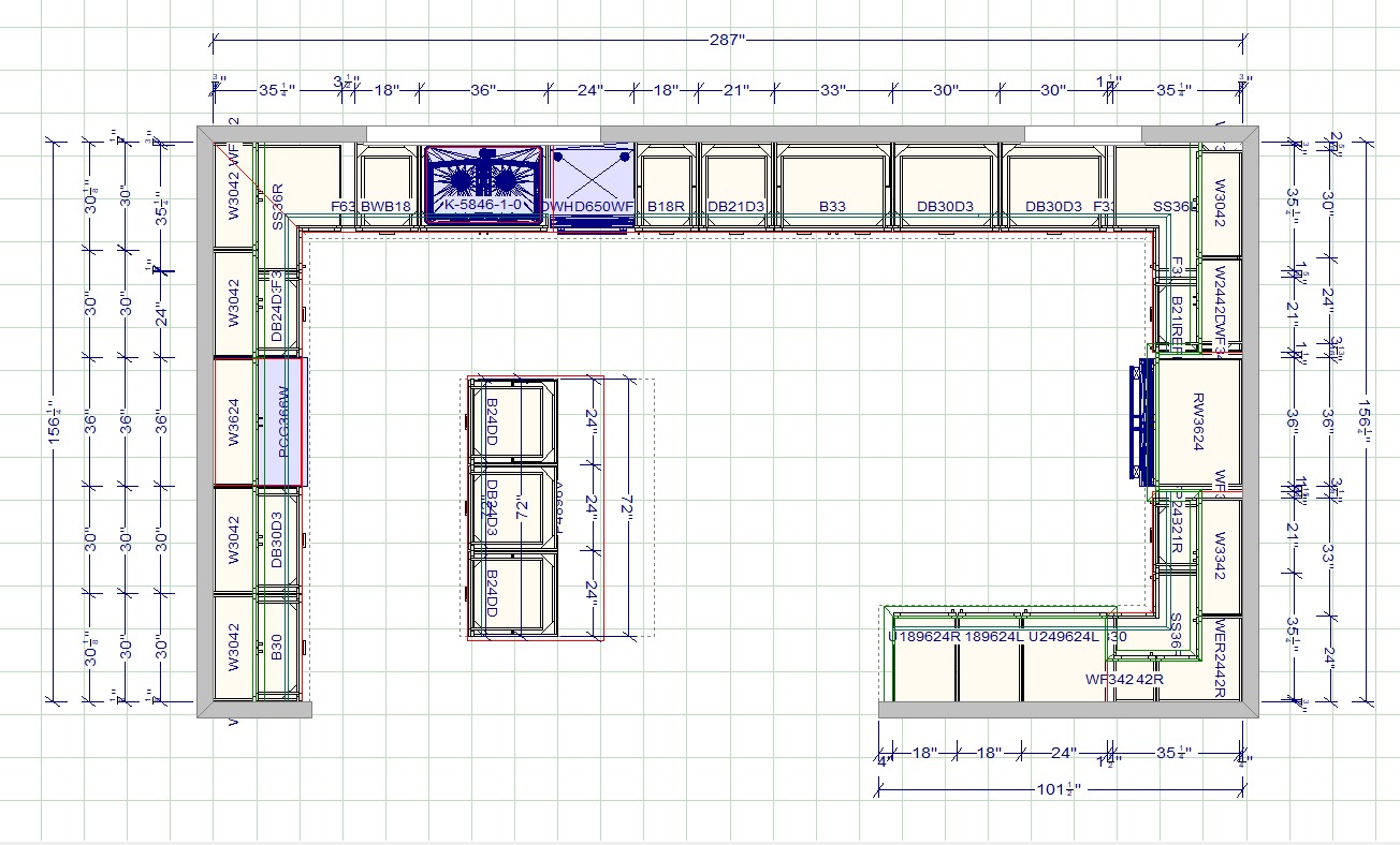 Kitchen floor plan with dimensions