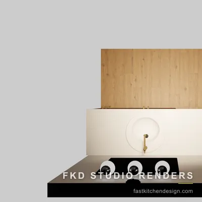2020 Flex bath floor plan showing the oak vanity layout, oval undermount sink, and brass faucet on white quartz.